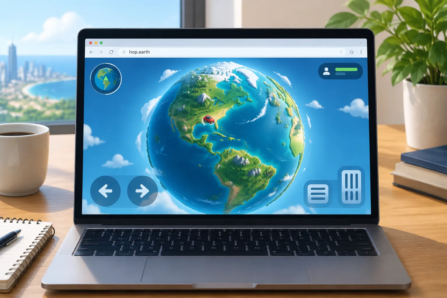 A browser game on a laptop screen
